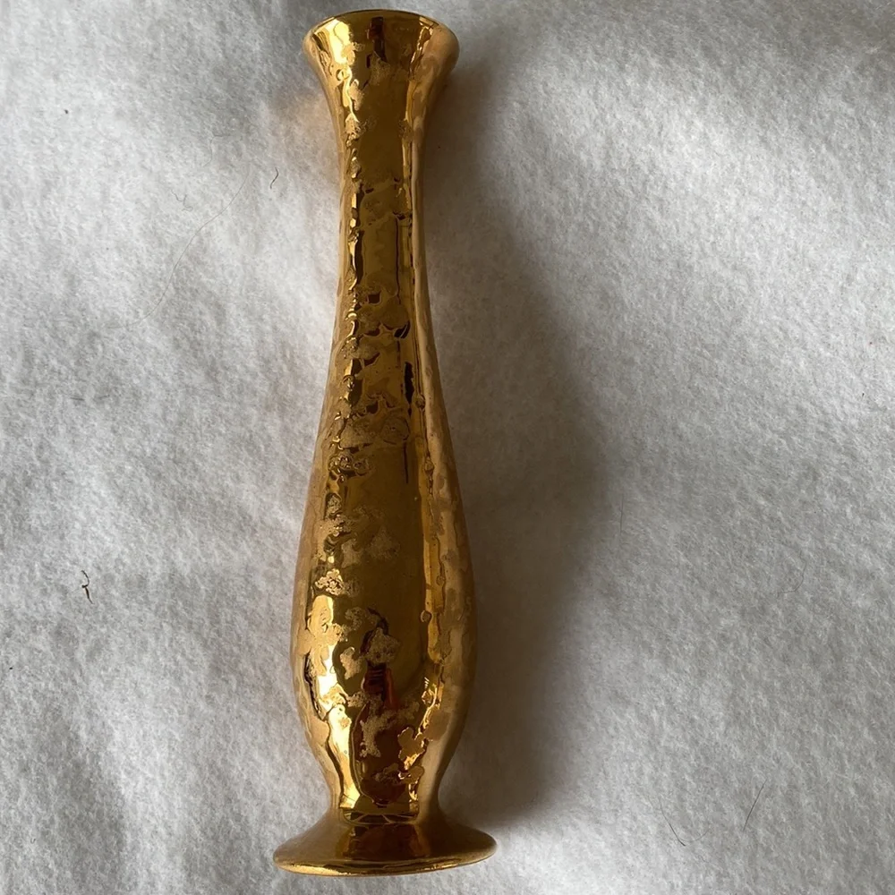 Holley Ross Weeping Gold Splatter Bud Vase Vintage